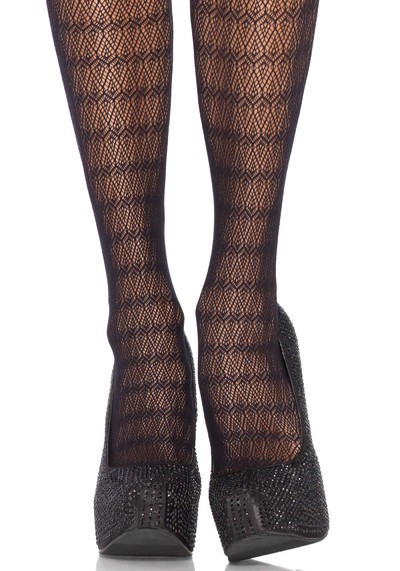 Plume Lace Pantyhose With Vintage Fan Keyhole Backseam