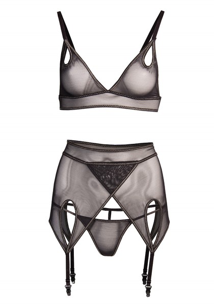 BH mit hohem Straps-Taillen-Gürtel und G-String