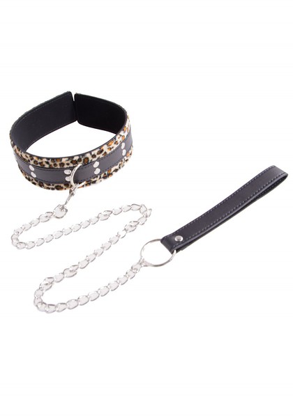 Bondage Halsband mit Kette und Nieten
