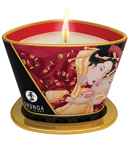 SHUNGA Massage Kerze Romance Erdbeerwein 170ml