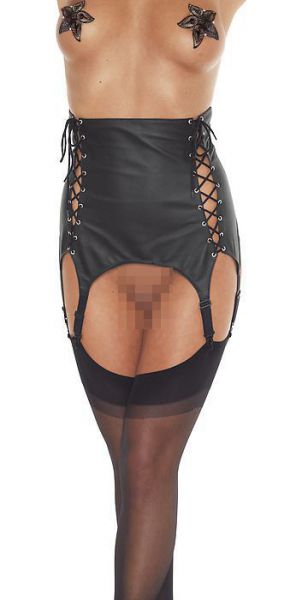 Leder-Strumpfgürtel hochgeschlossen mit Schnürung