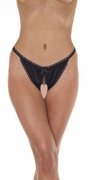 Offener Tanga aus schwarzem Stoff