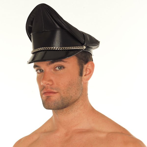 Mütze Leder schwarz