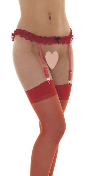 Strapsgürtel mit Strümpfen rot