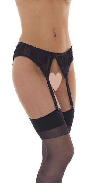 Schwarzer Strapsgürtel mit Strapsstrümpfen