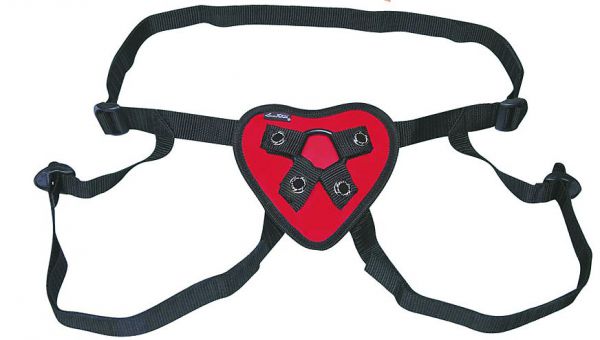 LUX FETISH Red Heart Strap-On Harness