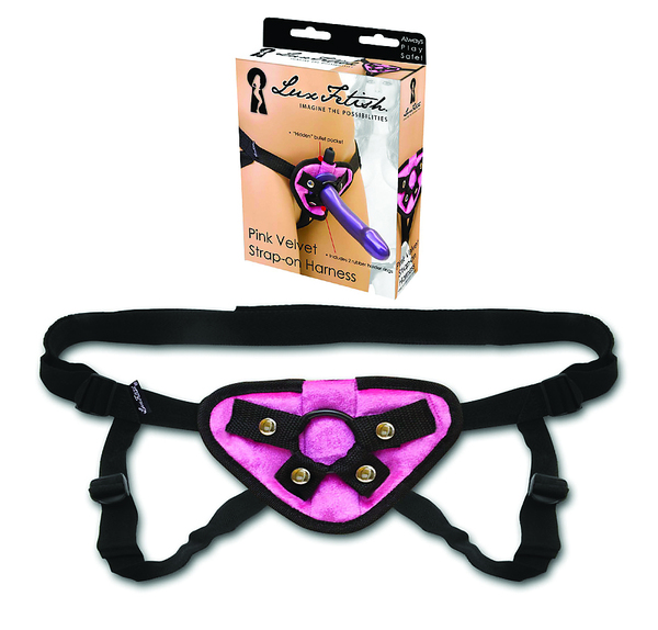LUX FETISH Pink Velvet Strap-On Harness