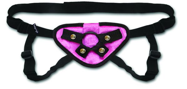 LUX FETISH Pink Velvet Strap-On Harness
