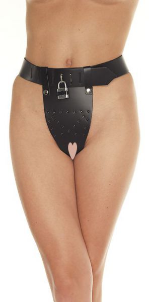 Keuschheitsgürtel Leder schwarz mit Schloß