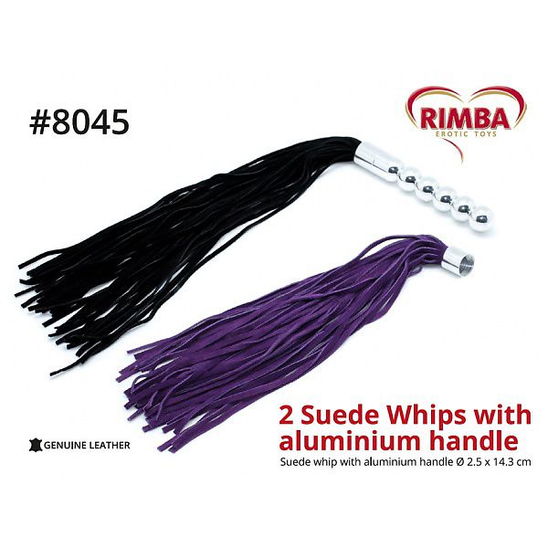 2 Wildleder-Peitschen mit Aluminium-Griff