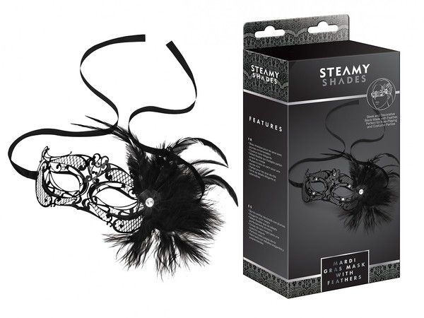 STEAMY SHADES Mardi Gras Maske mit Federbusch