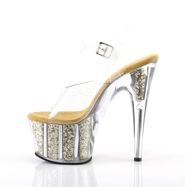 Plateau Sandalette ADORE-708G transparent / gold