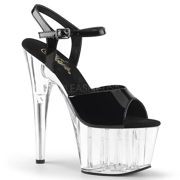 Plateau Sandalette ADORE-709 Lack transparent / schwarz