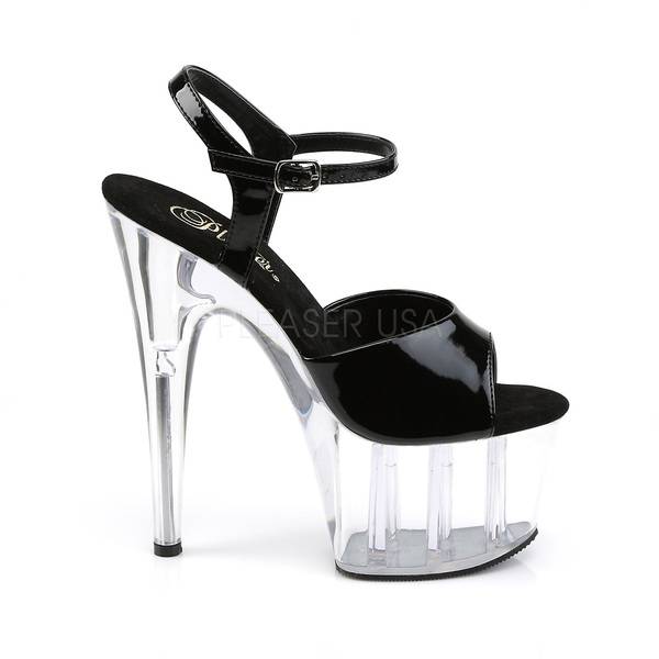 Plateau Sandalette ADORE-709 Lack transparent / schwarz