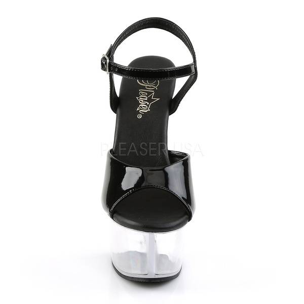 Plateau Sandalette ASPIRE-609 Lack schwarz / transparent