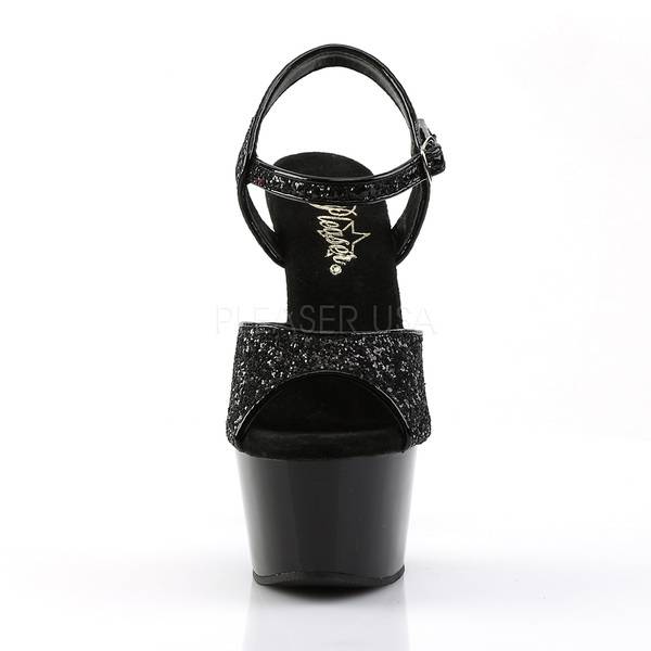 Plateau Sandalette mit Glitter Oberteil ASPIRE-609G schwarz