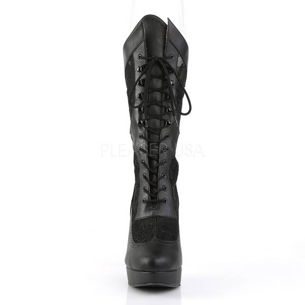 Kniehoher Schnürstiefel mit Miniplateau CHLOE-115 schwarz