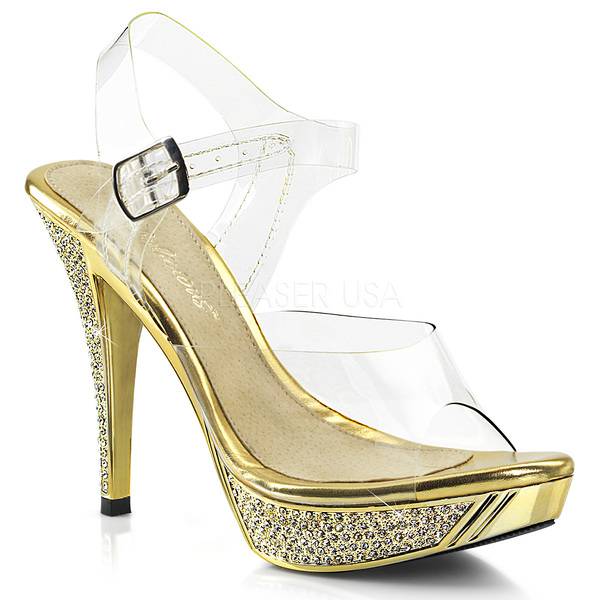 Peep Toe Sandalette ELEGANT-408 transparent / gold