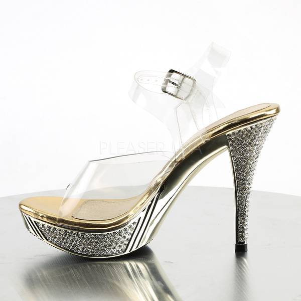 Peep Toe Sandalette ELEGANT-408 transparent / gold
