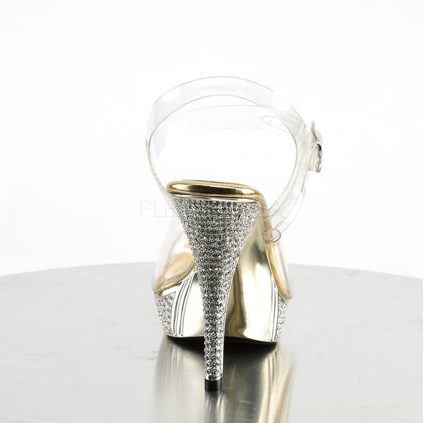 Peep Toe Sandalette ELEGANT-408 transparent / gold