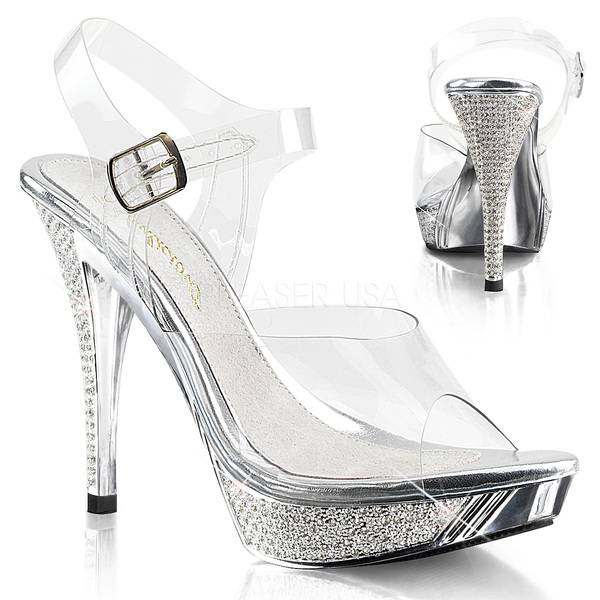 Sandaletten High Heels mit Knöchelriemen und Miniplateau ELEGANT-408