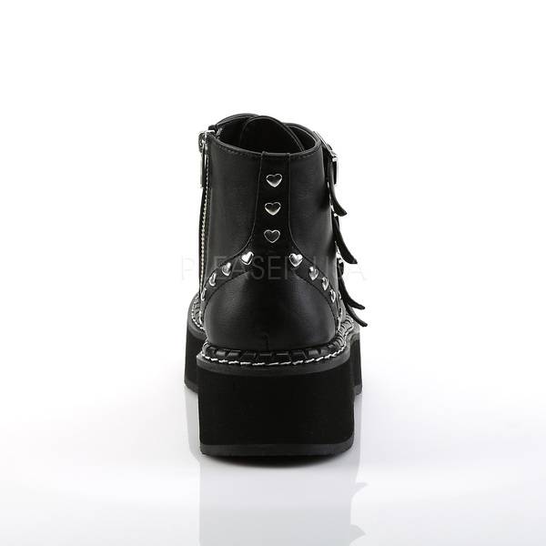 Schnürstiefelette mit Schnallenriemen EMILY-315 schwarz