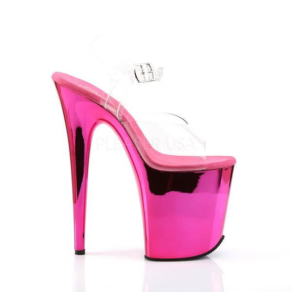 High Heel Sandaletten FLAMINGO-808 Chrome Optik hot pink