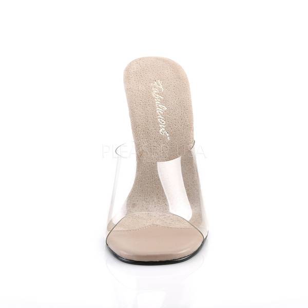 Einfache Lack Pantolette GALA-01 transparent / nude