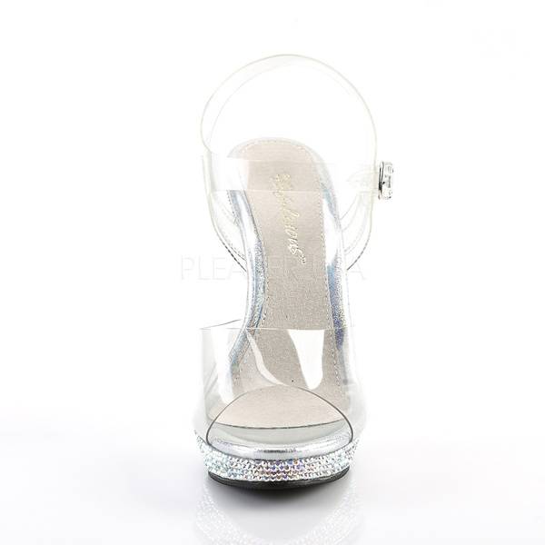 Miniplateau Knöchelriemen-Sandalette  LIP-108DM transparent / weiß