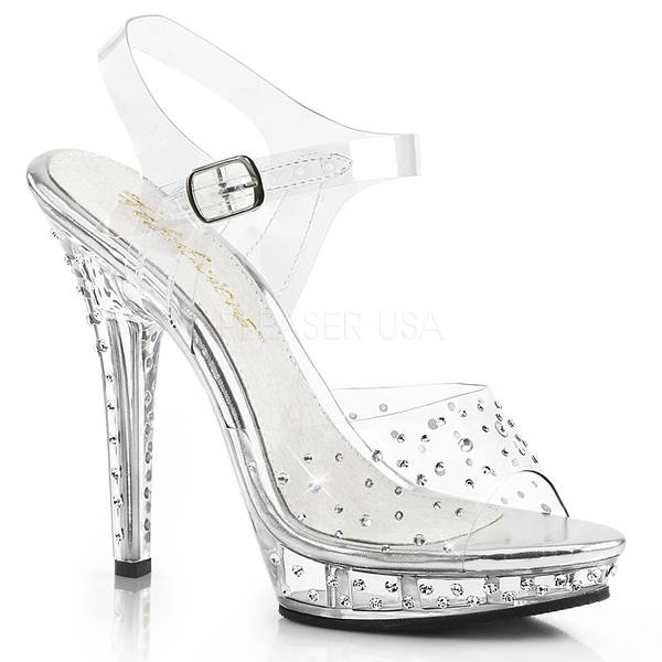 Miniplateau Knöchelriemen Sandalette LIP-108RS transparent