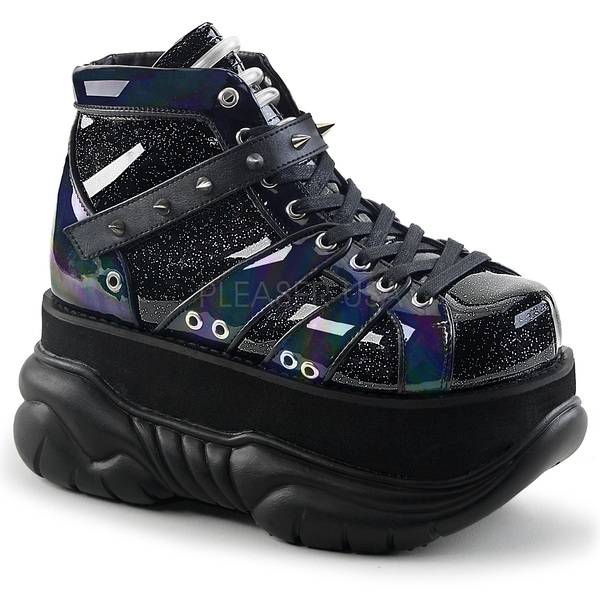 Schnürschuh mit Glitter NEPTUNE-100 schwarz