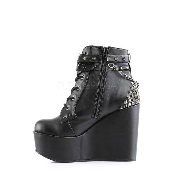 Wedge Plateau Stiefelette mit Nieten POISON-101schwarz