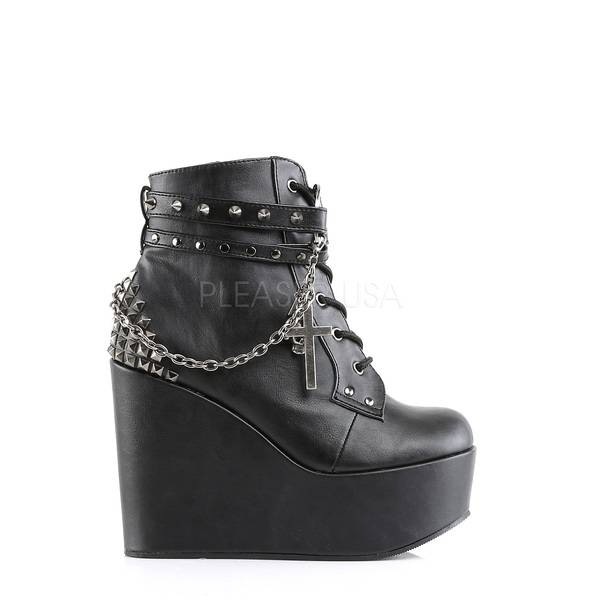 Wedge Plateau Stiefelette mit Nieten POISON-101schwarz