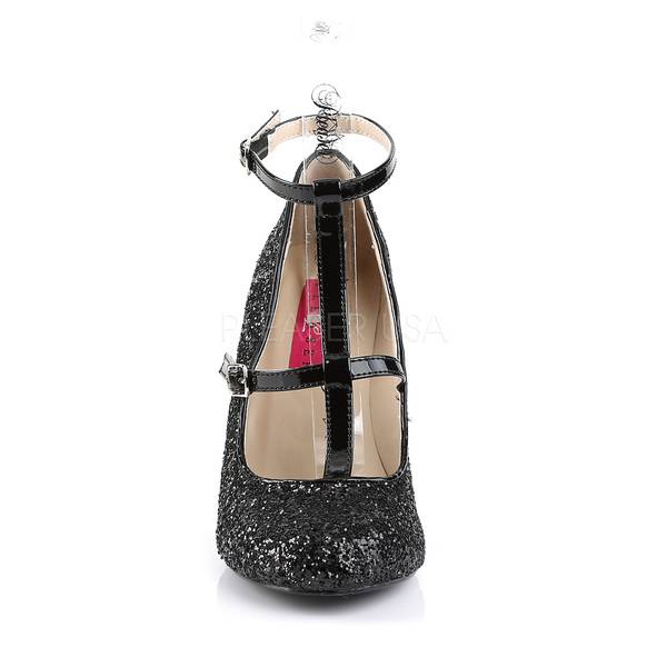 T-Riemchen Glitter Pumps QUEEN-01 schwarz