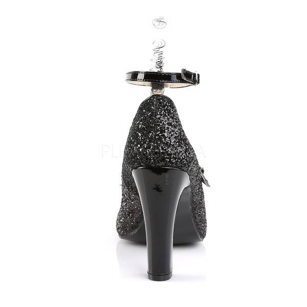 T-Riemchen Glitter Pumps QUEEN-01 schwarz