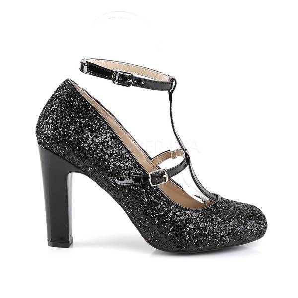 T-Riemchen Glitter Pumps QUEEN-01 schwarz