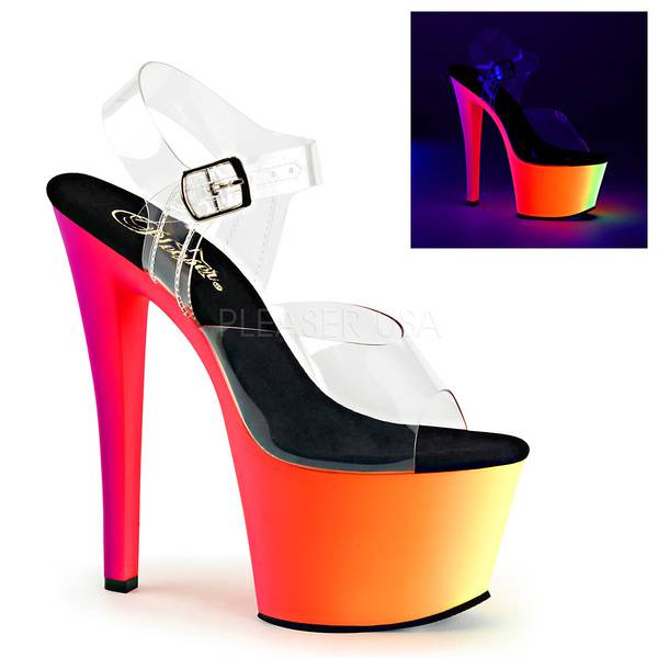 Sandaletten High Heels mit Knöchelriemen und Plateau RAINBOW-308UV
