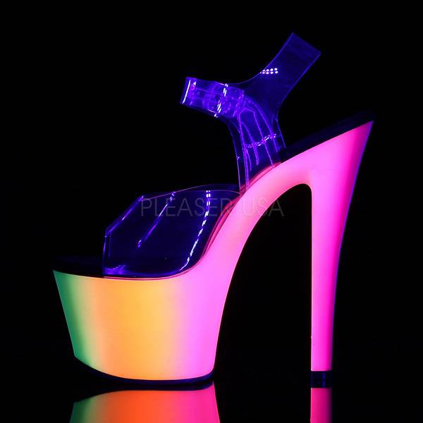 Sandaletten High Heels mit Knöchelriemen und Plateau RAINBOW-308UV