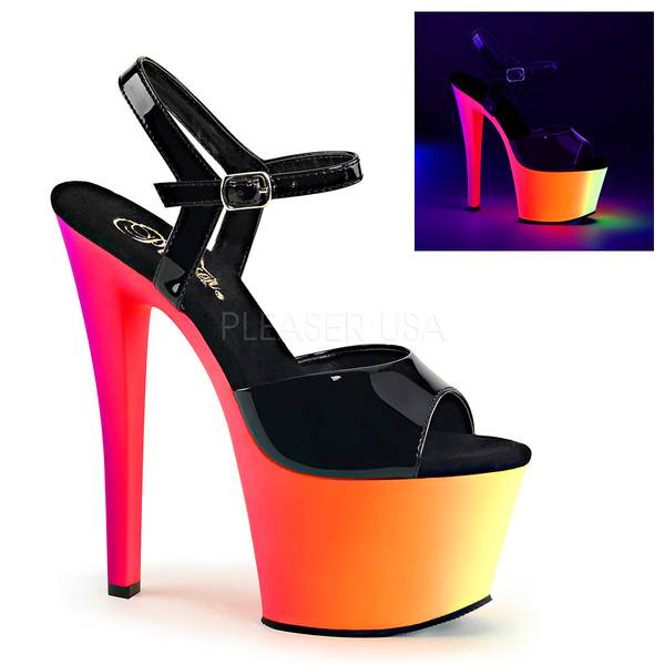 Sandaletten High Heels mit Knöchelriemen und Plateau RAINBOW-309UV