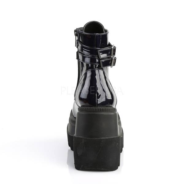 Schnürstiefelette mit Keilabsatz SHAKER-52ST Lack schwarz