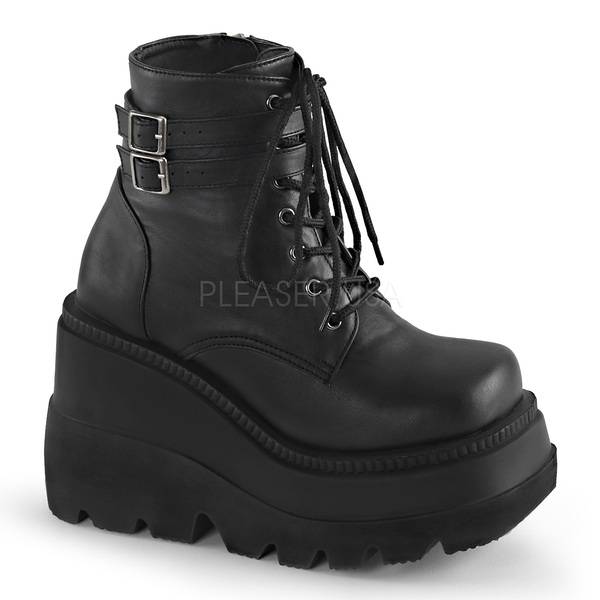 Schnürstiefel mit Keilabsatz SHAKER-52ST schwarz