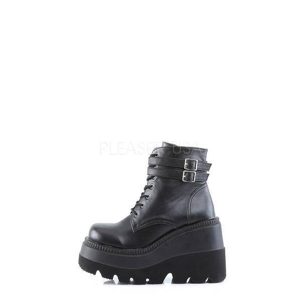 Schnürstiefel mit Keilabsatz SHAKER-52ST schwarz