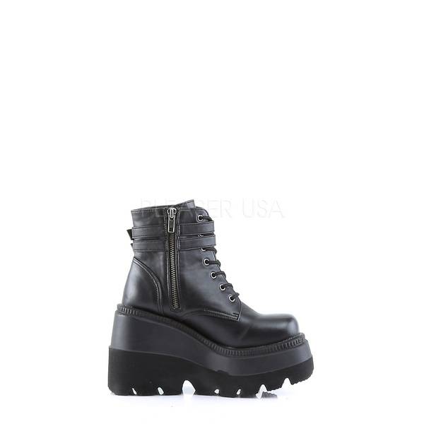 Schnürstiefel mit Keilabsatz SHAKER-52ST schwarz