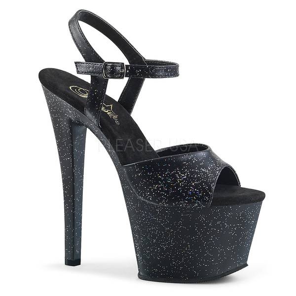 Plateau Glitter Sandalette SKY-309MMG schwarz