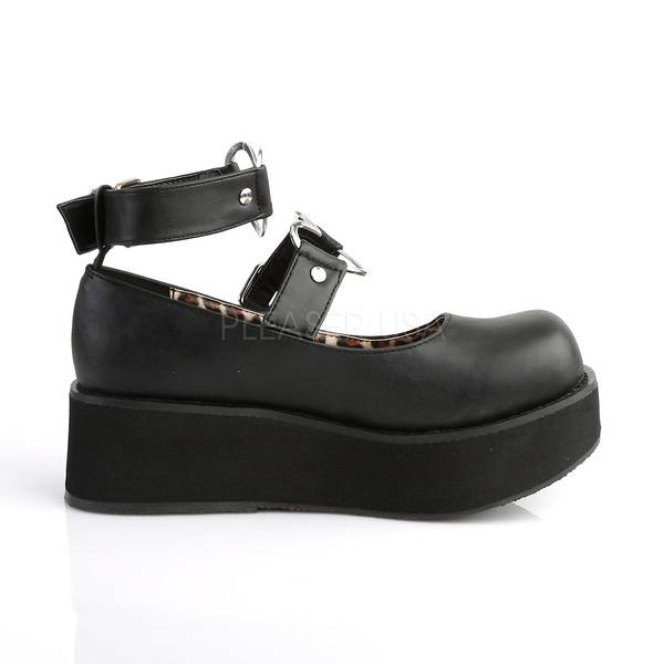 Mary Janes mit Herz O-Ringen SPRITE-02 schwarz