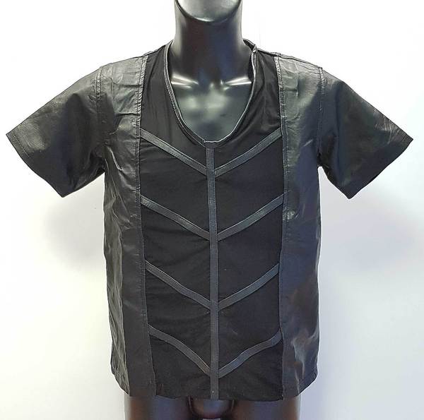 Ledershirt mit Netzeinsatz