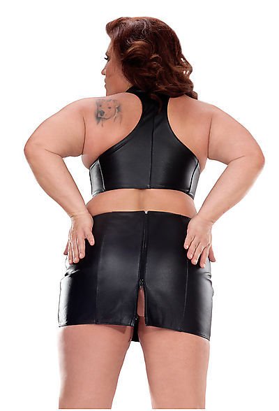 Leder Minirock mit Reißverschluss hinten