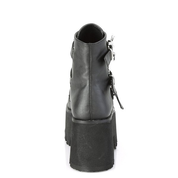 Gothic Stiefel mit Fledermaus Schnallenriemen ASHES-55 schwarz