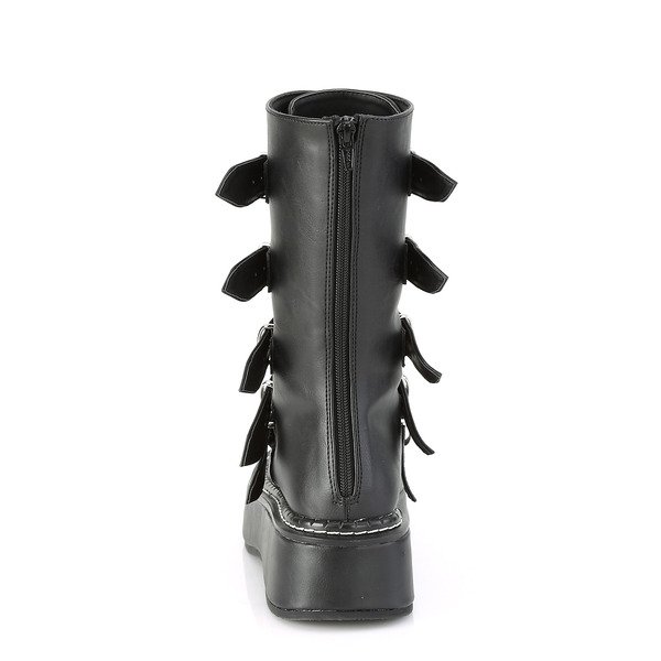 Punkstiefel mit 5 Schnallenriemen und Metall-Reißverschluss EMILY-330 schwarz