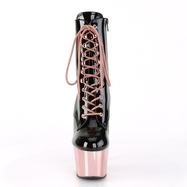 Schnürstiefelette mit Plateau und Schnürung in Kontrastfarbe ADORE-1020 schwarz / rose